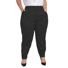 Plus Size Tailored Carrot Pants For Women, High Waist, Elegant, Pleated Hem - 黑色 - 查看 1
