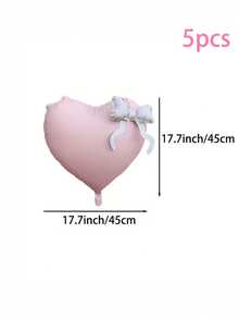 1/5/10pcs Heart Shaped Foil Balloons - Suitable For Wedding, Birthday, Party, Bridal Shower Decoration - Floating Balloons For Party, Valentine's Day, Engagement, Baby Shower, Girl Birthday Party Decor - Pink - View 8