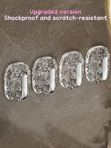 No Drill Self-Adhesive Bathroom Hooks - Modern Wall-Mounted Storage Rack, Glacier Pattern, Durable Plastic Material, No Drilling Required, Ideal For Kitchen And Bathroom. Bathroom Hooks, Kitchen Storage, Modern Design, Easy To Install.