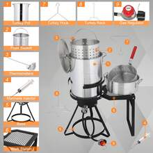 30qt Deep 55,000 BTU Turkey Fryer Outdoor Gas Propane Stock Pot Burner Cooker - Default - View 5