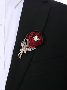 Unisex Rose Flower Brooch, Suitable For Wedding, Party, Gathering