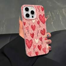 Estuche para teléfono con patrón floral de corazón Compatible con estuches para teléfonos   17  17 Pro  16 Pro Max  15 Pro Max  14 y  13 Hecho de material TPU duradero, resistente a caídas y elegante Un regalo perfecto para familiares, amigos y seres queridos y un excelente regalo para cumpleaños, San Valentín y Año Nuevo. - Rosa - Ver 4