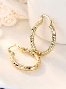 1 Pasang Anting Lingkaran Mewah, Hadiah untuk Wanita untuk Pesta, Pertunangan, Ulang Tahun, Hari Valentine - 17# - View 29