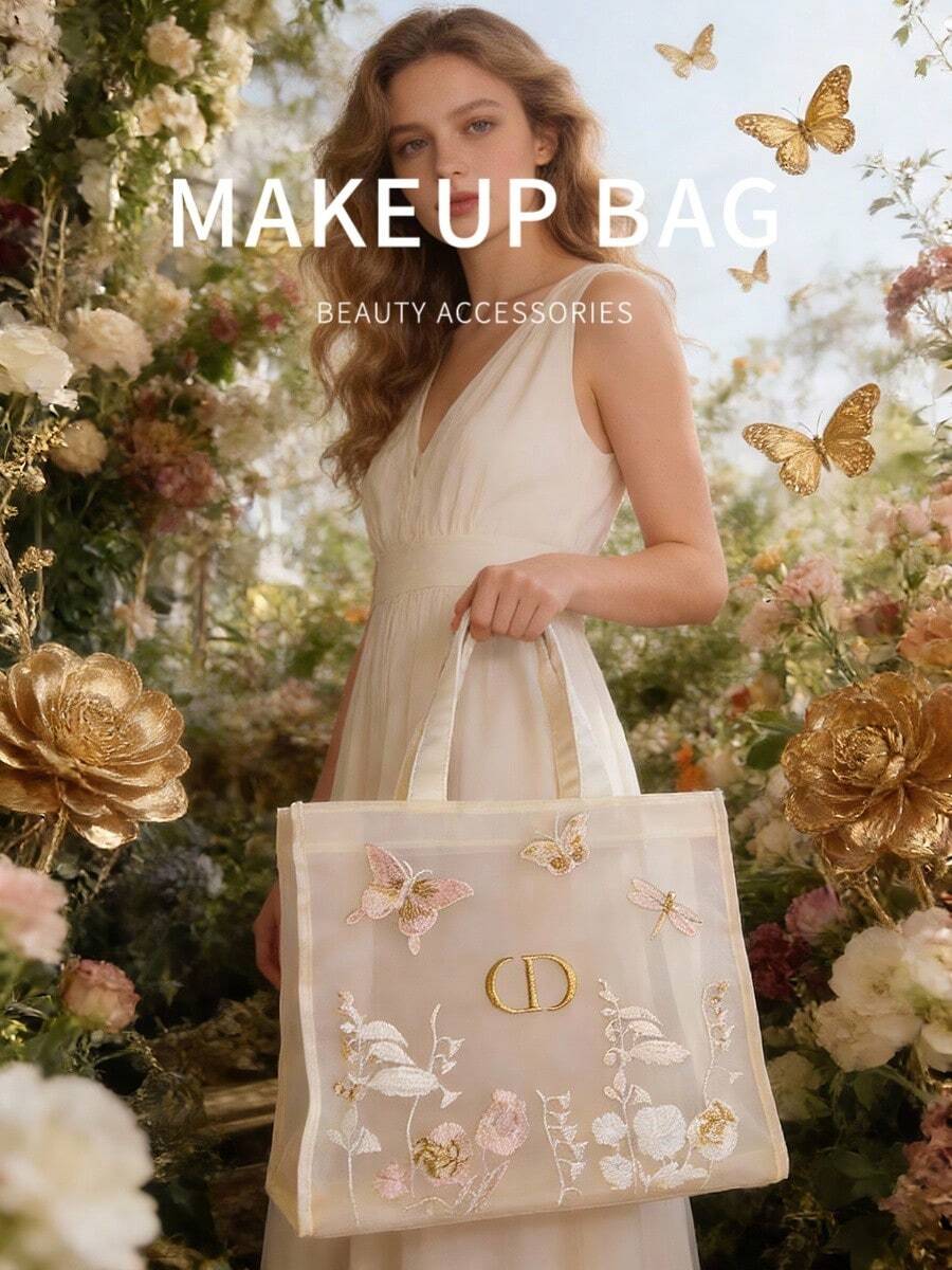 Perfect Christmas & Holiday Gift: Dior Limited Edition Platinum Cosmetic Bag And Handbag - White - View 1