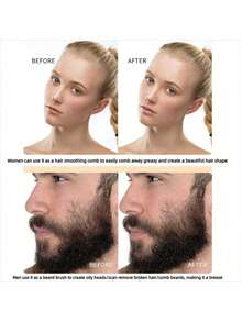 1pc Unisex Hair Comb/Beard Brush, Fragrance-Free Professional Hair Styling Comb, Gradient Comb And Haircut Cleaning Brush, Smooth Grooming Tool, Thick/Thin Hair Brush, Suitable For National Day, Bathroom, Scalp Massage, Back To School, Travel & Holiday, Daily Life, Valentine's Day - Multicolor - View 4