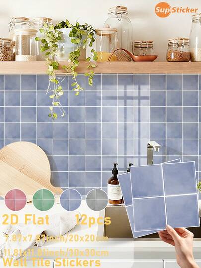 7.87 X 7.87 / 11.81 X 11.81 Inch, 12 miếng dán tường SupSticker 2D phẳng, phong cách tối giản và tươi mới. Miếng dán tường tự dính bằng PVC dày dặn, dễ dán và có lớp nền có thể tháo rời. Thích hợp để trang trí các bề mặt nhẵn trong phòng khách, phòng ngủ, nhà bếp và phòng tắm. Cũng lý tưởng cho việc tự trang trí nhà cửa như ban công và ngăn kéo.