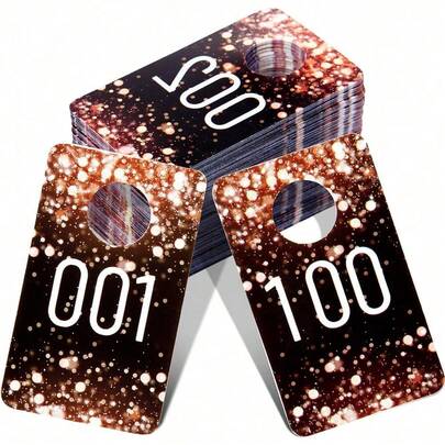 Live Plastic Number Tags Consecutive Live Number Tag, Reusable Normal And Reversed Mirrored Image Number Tags For Live, Hanger Cards For Clothes (Champagne Gold, 200)