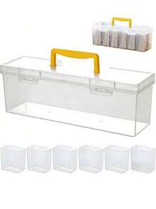 6pcs (1 Large Box + 5 Small Boxes) U-Shaped Card Organizer Boxes: 5 Compartments, White, PP Material, Suitable For Cards, Postcards, Etc. - Transparent Dust-Proof Lid Storage & Display Box, Desk Organizer, Suitable For School, Office Staff And Students, Great For Halloween And Christmas - Multicolor - View 6