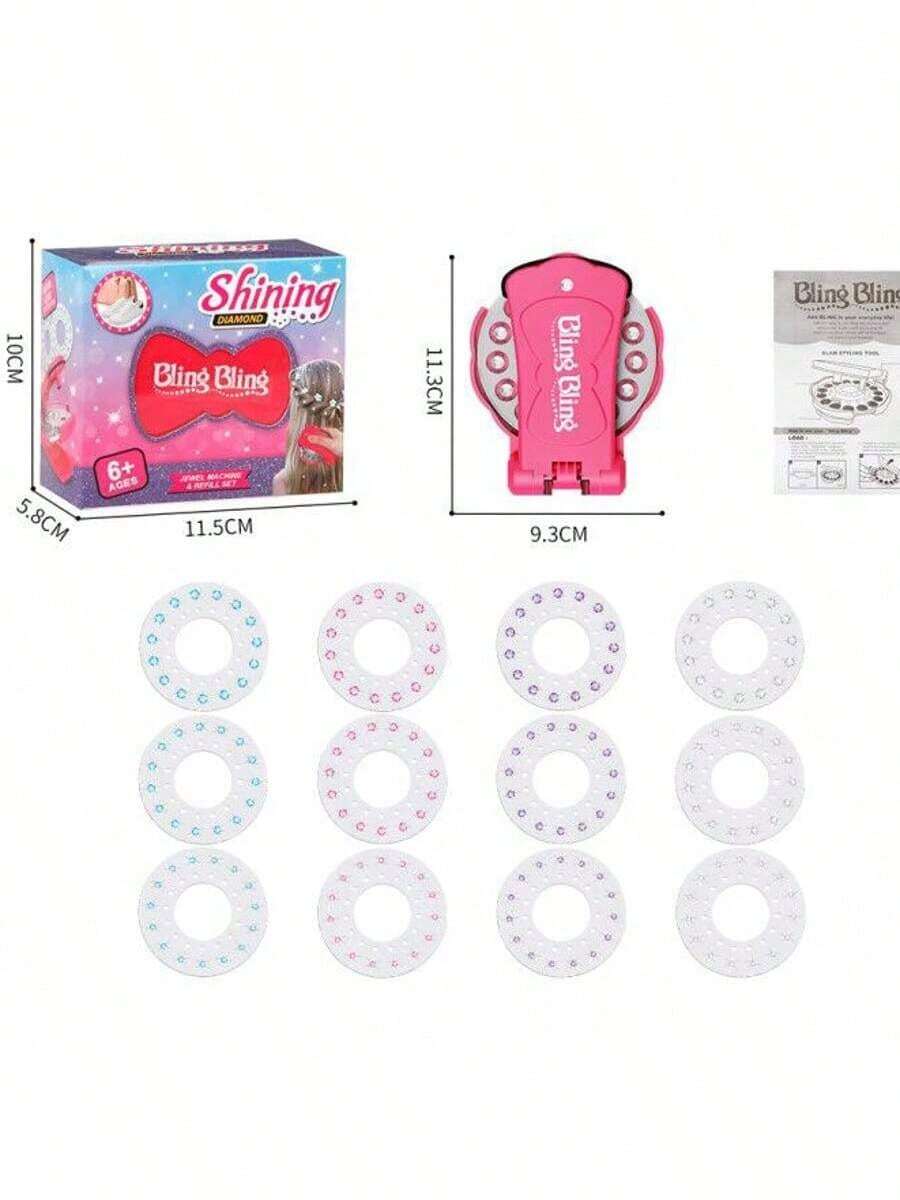 Diamond Hair Gem Stamper Kit - 180 Crystal Rhinestone Bling Hair Applicator Starter Set, DIY Hair & Accessory Bedazzler Tool, Sparkly Styling Gift For All Hair Types - Multicolor - View 1