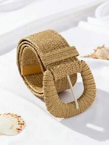 1件手工编织带扣，草编装饰腰带，简约时尚百搭的连衣裙腰带 - 彩色 - 查看 8