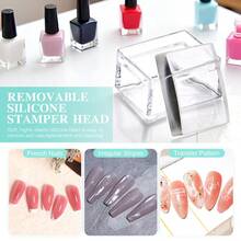 2pcs Wipeable Silicone Stamp With Scraper Set, High-Precision Multi-Functional Transfer Plate, Nail Art Tool - Suitable For Both Salons And Personal Use - Clear - View 3