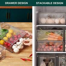 Refrigerator Organizer Bin With Pull-Out Drawer, Large Fridge Organizer And Storage Clear, Stackable Pantry Organizer With Handle,  , 1 Pack, 6.34QT - 6.34QTx1 - View 5