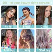 QY- Clip In Hair Tinsel 12 Pcs Hair Tinsel Kit For Girls 22 Inch Glitter Fairy Hair Extensions Colorful Heat Resistant Party Festival Accessories For Women 3- Colors -3788 - 3種顏色 - 查看 6
