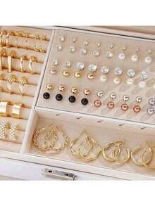 105件/套 时尚简约混搭首饰套装，适合日常佩戴、派对、节日、婚礼、度假、情人节、送给女友/闺蜜的礼物（无包装盒） - 彩色 - 查看 3