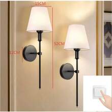 2pcs Modern Matte Black Or Gold Country Style Wall Sconces With Fabric Shades, Suitable For Bedroom, Bathroom, Vanity, Living Room, Mirror, Hallway And Kitchen - Two Wall Lamps - View 17