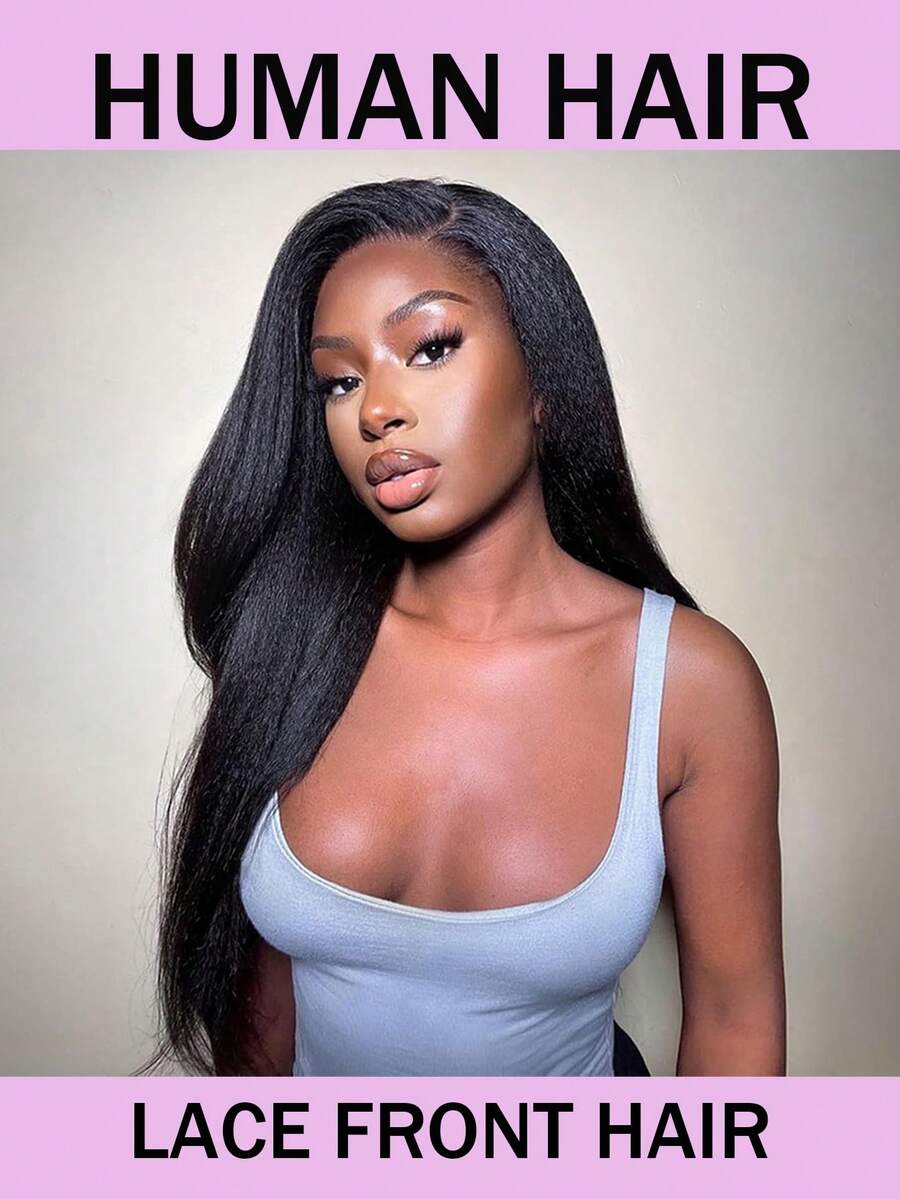 180% Density Transparent 13x4 Lace Front Natural Black Soft Natural Human Hair Wig, Suitable For Women