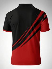 Men's Striped Short Sleeve Casual Commuter Polo Shirt, Spring/Summer - Multicolor - View 2