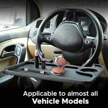 Bandeja de mesa para volante de coche 2 en 1, estante de almacenamiento de escritorio (incluye bandeja para portátil y portavasos), (hecho de material ABS de alta resistencia), adecuado para coches, camiones, SUV - con múltiples funciones como uso de oficina, comida, lectura y organización dentro del coche. El diseño es simple y elegante, con una estructura estable. - Multicolor - Ver 6