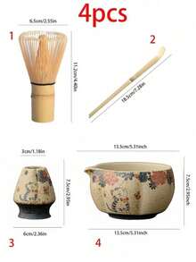1pc/4pcs/7pcs Japanese Style Matcha Tea Set, Includes Matcha Bowl, Matcha Whisk, Matcha Cup, Stirrer, Tea Spoon, Tea Bowl Set, Matcha Preparation Tools, Sweets & Beverage Making Tools, Japanese Gift Box, Matsukawa Matcha Stirring Set, Gift For Matcha Lovers - Multicolor - View 5