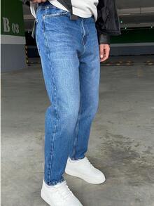 Men's Loose Casual Daily Wear Jeans With Pockets - Blue - View 2