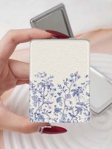 1 pieza Espejo de mano plegable de estilo campestre, espejo de vanidad portátil y ligero, de cuero de PU duradero, adecuado para todas las ocasiones y personas, espejo de bolsillo plegable cuadrado - Multicolor - Ver 13