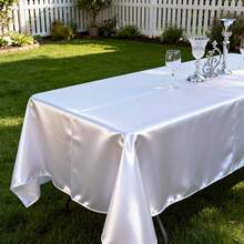 1pc White Satin Square Tablecloth, Solid Color Polyester Tablecloth, Wedding Party Supplies, Birthday Decoration, Home Decor, Perfect For Rustic Wedding, Bridal Shower, Birthday, Baby Shower, Indoor/Outdoor Events, Ceremony, Kitchen, Gathering - White - View 3