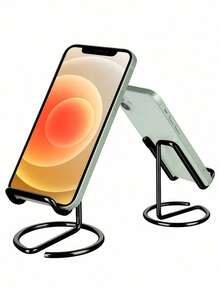 1pc Universal Smartphone Desktop Stand, Fashionable Frame Design, Sturdy Plastic/Metal Phone Holder, Suitable For Video Calls And Reading, Gold And Rose Gold Finishes, Lightweight And Portable, Scratch-Resistant Pad, Perfect For Home, Office, Travel, High-Quality Structure - Multicolor - View 19