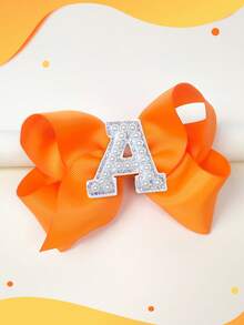 1pc 5 Inch 26 Letters A-Z Pearl Letters Personalized Back To School Ponytail Girl Hair Bow Teenagers Girl Hair Bows With Clips For Festivals Party School Girls Graduation Season Hairgrips For First Day Of School Classroom Girls Students,Teenagers Hair Accessories - 橘色 - 查看 13