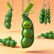4Pcs Pea Pod Fidget Keychain Set - Cute Squishy Sensory Keychain For Stress Relief, Adorable Bag Charms & Purse Accessories, Fun Phone Charms For Lanyard, Perfect Gifts For Women, Men, Mom, Friends, Summer Travel, Office Desk & Daily Use - 彩色 - 查看 4