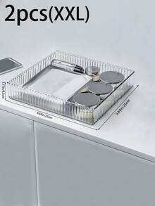 1/2/7pcs Transparent Drawer Storage Boxes, Large Square Stackable Makeup Organizer Containers, Multipurpose Drawer Organizer Trays For Cosmetics, Kitchen, Bathroom, Vanity , Makeup Room Decor,Makeup Bag,Travel Essential - Clear - View 19