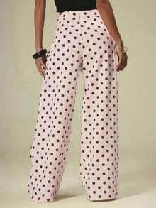 Polka Dot Jeans Women Low Rise Cute Baggy Jeans Y2k Straight Wide Leg Boyfriend Denim Pants Streetwear - 粉色 - 查看 5