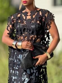 Women's Elegant Cutout Sleeveless Dress: Asymmetric Hem -  For Daily, Commute, Travel & Outings - Black - View 5