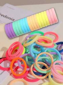 30/200 Stück Mädchen Bunte Lässig Haarband, elastisches Gummiband einfach & langanhaltend für den täglichen Gebrauch, Pferdeschwänze oder Zöpfe, koreanischer Stil mit hoher Elastizität & schicken Farben, Eltern-Kind-Matching, Festivals & Frisuren - Verschiedenfarbig - Übersicht 2