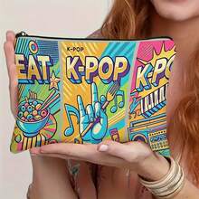 Mattel 韩流主题化妆包 - 多功能旅行洗漱收纳包，印有韩流主题图案，韩剧粉丝礼物，小巧便携，适合演唱会、生日等场合。 - 彩色 - 查看 1