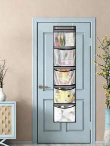 1pc Large Capacity Multi-Pocket Organizer Hanging Storage Bag, Non-Woven Fabric Wardrobe Organizer For Underwear, Toys, Toiletries, Miscellaneous Items, Clothes, Socks Etc. - White - View 2