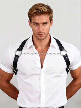 1PC Men's Sexy Leather Strap Charm Sexy Body Decoration Belt Couple Date Party Accessories Suitable For Teen Summer Casual Outdoor Athletic Or Vacation Travel Or Graduation Gifts Or Birthday Dress Accessories Or Daily Wear