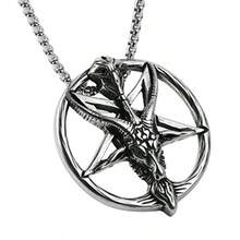 Collar satanás demonio acero inoxidable retro gótico invertido pentagrama baphomet cabeza cabra cruz colgante joyería alternativa - como en la foto - Ver 6