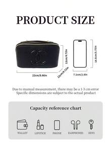 CHANEL 大号Logo防水化妆包，棕色内衬，多隔层设计，容量大，适合旅行、日常使用，也可作为高档礼品。