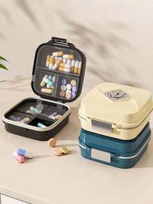 Portable Creative Travel Pill Case, Carry-On 1-Day 3-Meal 7-Day Medication Box, Moisture-Proof Double-Layer 7-Compartment Pill Organizer - Multicolor - View 4