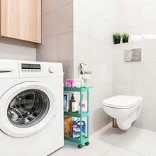 SimpleHouseware - Carrito de Cocina para Almacenamiento de 3 Niveles Delgados/súper Estrechos con asa 26.5 Pulgadas de Altura/5.5 Pulgadas de Ancho para Lugares Estrechos Color Gris - Turquesa - Ver 3