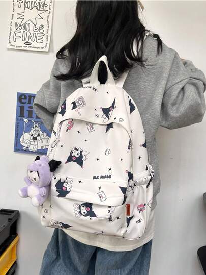 Mochila de Hello Kitty de Sanrio 2025 con estampado de dibujos animados lindos, bolsa escolar para escuela secundaria y universidad, ligera, con bolsillo para portátil, mochila universitaria Kawaii