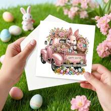 1件/4件装DIY复活节钻石画贺卡套装,包含复活节兔子、彩蛋、篮子、卡车等闪亮图案设计,钻石艺术马赛克明信片,节日贺卡,适用于感恩节、生日、复活节、情人节等场合,表达温馨祝福,也适合作为家人、朋友和爱人的节日派对邀请函,手工工艺礼品套装,钻石画套装包含信封。 - 彩色 - 查看 7
