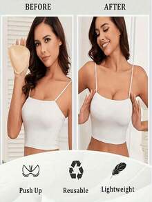 1 Pair Women Double Sided Sticky Bra Inserts Reusable Push Up Lift Self-Adhesive Pads Strapless, Bikini, Swimsuit, And Sports Bras - 1對(B罩杯)+ 10個乳房貼紙 - 查看 9