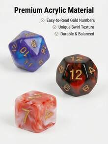 Set Dadu Polihedral 7 Buah dengan Tabung Penyimpanan Portabel, Cocok untuk Permainan D&D Tabletop RPG, Dadu Multi-Sisi Estetika Marmer Galaksi, Hadiah Permainan Keren - MultiWarna - View 6