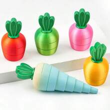 3D Printed Carrot Stress Relief Toy, Realistic Movable 3D Collapsible Vegetable Model, Creative Easter Gift - Multicolor - View 9