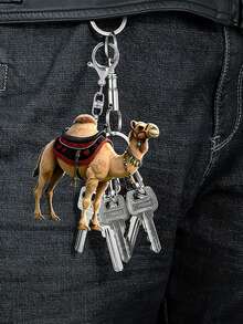 Camel & Rider Acrylic Keychain With 2d Flat, - Arabian Desert Themed Collectible With Interlocking Camel Humps, Arabic Desert Design ,Durable Camel Rider Statues For Backpacks, Bags, Souvenirs,Keychain, Access Card,Perfect Gift For Middle East Culture Gifts,Arab Souvenirs Ramadan, Eid, Valentine's Day, Christmas, Or Thanksgiving. - Multicolor - View 5