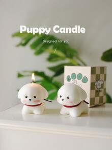 Handmade Soy Wax Dog Shaped Scented Candle Set, Smokeless Candle Gift Box, Creates Relaxing Bedroom Ambiance And Spa Bathroom Environment, Ideal For Pet Lovers, Homeowners, Gift Buyers, Perfect For Valentine's Day, Housewarming, Christmas, Hotel Decor, Romantic Birthday Gift For Friends And Family - Multicolor - View 6