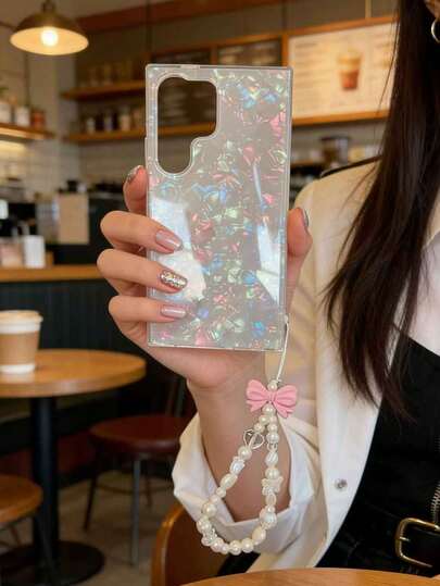 1 chiếc ốp lưng điện thoại đeo chéo nhiều màu sắc, bóng bẩy, tương thích với S24U, S23/24/25, S21/22/23/24/25 Ultra, A15, A14, A32, A33, S20/21/22/23 FE, được trang trí bằng kim tuyến, ngọc trai và dây đeo hạt thủ công. Thích hợp cho điện thoại thông minh và các phụ kiện/móc khóa/dây đeo điện thoại. Phiên bản quốc tế, không phải phiên bản nội địa.