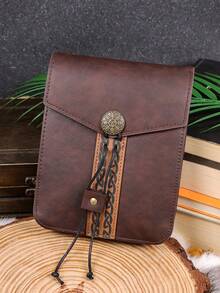 1pc Medieval Vintage Coin Purse/Viking Style Waist Bag, High-Quality Belt Pouch Decorated With Intricate Floral Patterns, Braided Rope Details And Secure Metal Buckle - Suitable For Everyday Use And Festive Occasions Like Halloween. - Multicolor - View 10