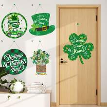 1件/2件装圣帕特里克节幸运四叶草挂牌装饰，适用于前门、墙壁、窗户、家庭派对四叶草悬挂装饰 - 彩色 - 查看 1